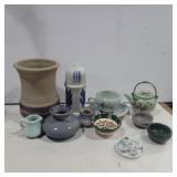 Assorted stoneware and teapot and teacup