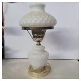 Milk glass hurricane lamp 15in tall