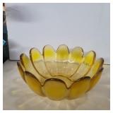 Indiana glass amber lotus bowl 11in diameter and