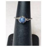 Silver blue stone ring Marked Sterling size 4.5.