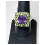 Silver purple/ Yellowstone art deco ring marked
