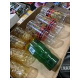 Three 1977 Noble Romans glasses, a vintage 7-Up