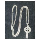 Silver Celtic cross pendant necklace Mark 925.