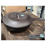 Lidded deep cast iron skillet USA number 8