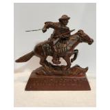 Modern cast iron horse soldier