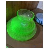 UV green depression, glass four plate plates, six
