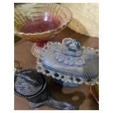 Vintage Glassware Lot ï¿½ Carnival Glass Bowl,