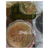 Vintage Glass Serving Lot ï¿½ Amber Carnival Plate