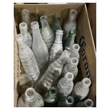 Old green and clear glass bottles