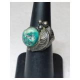 Silver Navajo turquoise Ring unmarked size 5.