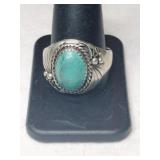 Silver native American turquoise Ring Mark