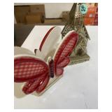 Acrylic butterfly napkin, holder, and metal