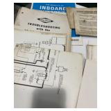Various vintage outboard, schematics, and other