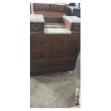 Weathered wooden dresser chest with marble slab