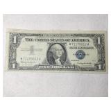 1957 off center Blue seal silver certificate 1$