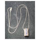 Silver snake chain pendant 3 purple stone  Marked