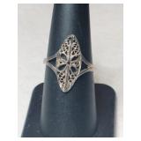 Silver art Deco ring unmarked size 7.   .060oz