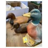 Collection of three ducks, one ceramic duck 12