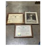 Old wedding photo and physicians license and