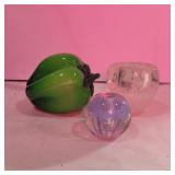 Blown glass pepper, Zimmerman blue paperweight,