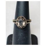 Gold smokey quartz cocktail ring markings can't