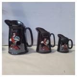 Redware rooster pancake set batter, syrup, and