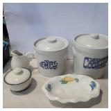 Pfaltzgraff cookie jar, coffee jar, sugar and
