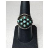 Silver turquoise Ring unmarked size 7.   .245oz