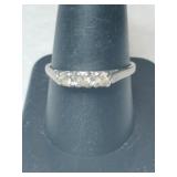 Silver clear Stone band ring marked Sterling Avon