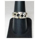 Silver art Deco band ring marked 925 size 7.5.