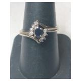 Silver blue/ clear Stone ring Marked 925 size 8.