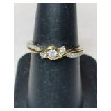 Silver clear Stone band ring marked 925.  Size