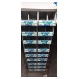 Stackable plastic bolt bins with machine screws