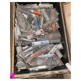 Metal shelf full of utility shelf connection