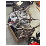 Plastic hub caps and a set of jumper cables