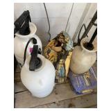 Three hand pump sprayers, and two bags of