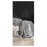 Peg board merchandise hooks and wire shelves