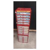 3 red 5 drawer stackable bolt organizers, with