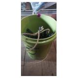 Paint brushes,  clamps , scraper and bucket