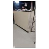 Store counter top with cubbies storage contents