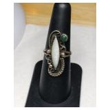 Silver native American Whitestone ring size 6