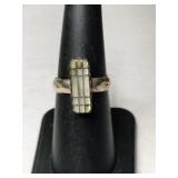 Silver Navajo white opal Ring size 6    .110oz