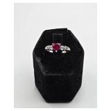 10k Heart Garnet and Diamond Ring size 7  1.9