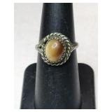 Silver Navajo tiger eye  Stone ring    size 6