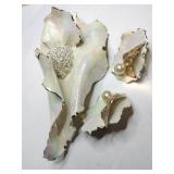 Handmade oyster shell brooch with stud earrings