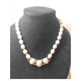 MCM white and gold beaded necklace