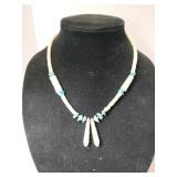 Southwest shell heishi - turquoise necklace