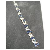 crown Trifari silvertone blue rhinestone faux