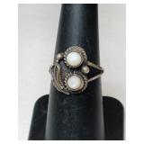 Silver Navajo mother of pearl Stone ring    size