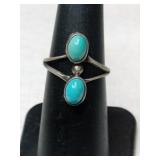 Silver Navajo turquoise  Stone ring    size 5